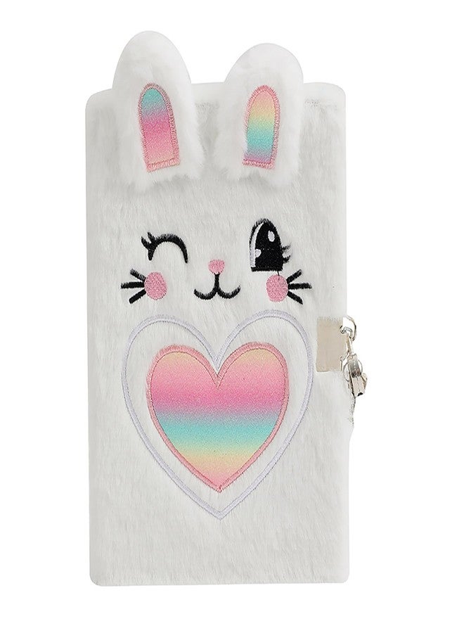 YankMooM Secret Locking Fuzzy White Rabbit Diary for Girls - Kids Journal with Lock & Stickers, Hardcover Creative Notebook for Writing, Drawing & Gift Ideas - Image 1