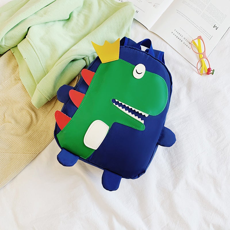 New Kids Dinosaur Backpack Cartoon Student Bag Large blue 