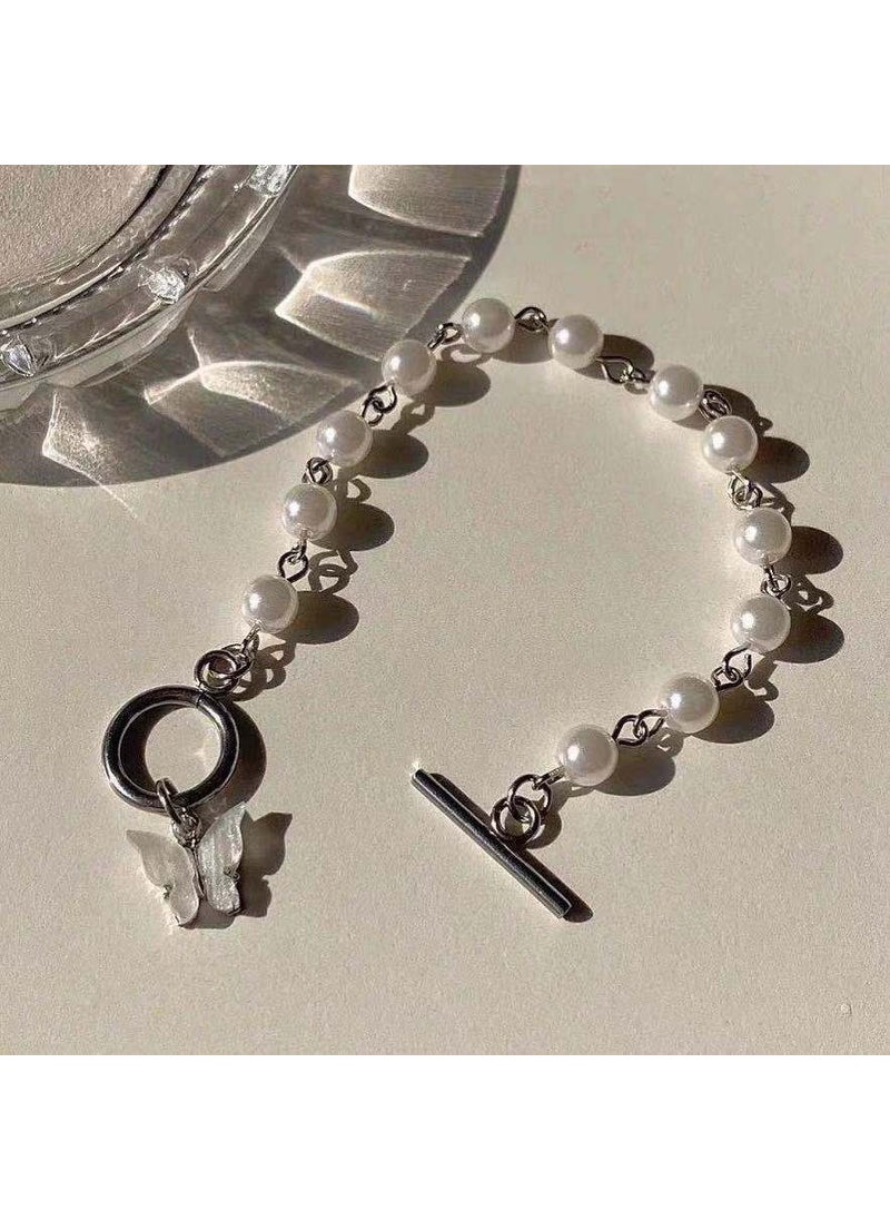 Generic - South Korea rainbow smiley face bear love beaded bracelet 2024 new ins niche design beads jewelry womenOT chain butterfly bracelet OT chain butterfly bracelet - Image 1