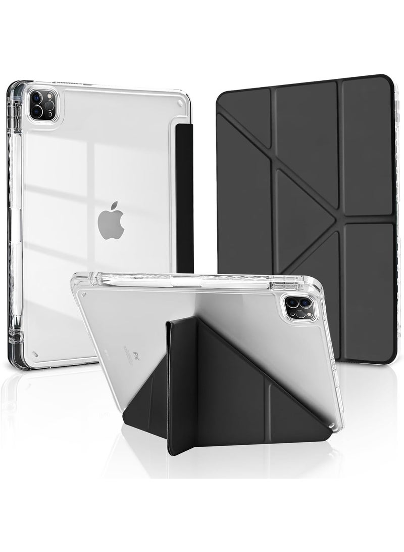 ELTRAZONE iPad Pro 11 Inch Case 2018 2020 2021 2022, 1st 2nd 3rd 4th Gen, 5-in-1 Multi-Angle Stand, Shockproof Clear Transparent Back Cover with Pencil Holder - Image 1
