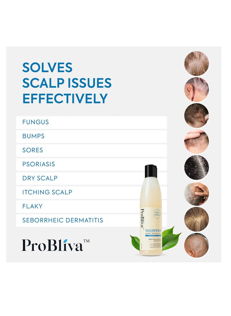 ProBliva Fungus Shampoo, Psoriasis Shampoo, Itchy Scalp Shampoo for Hair & Scalp - Help to Reduce Ringworm, Itchy Scalp - Contains Natural Ingredients Coconut Oil, Jojoba Oil, Emu Oil