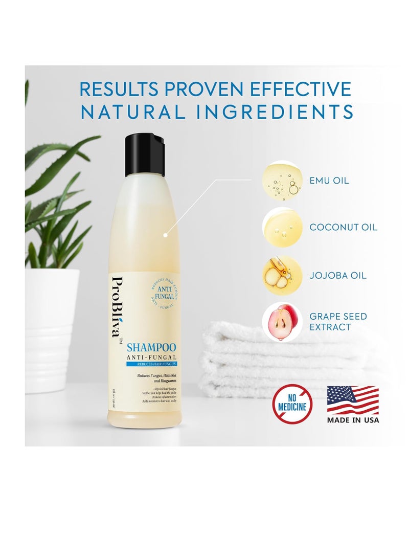 ProBliva Fungus Shampoo, Psoriasis Shampoo, Itchy Scalp Shampoo for Hair & Scalp - Help to Reduce Ringworm, Itchy Scalp - Contains Natural Ingredients Coconut Oil, Jojoba Oil, Emu Oil