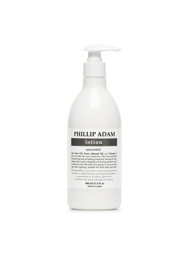 PHILLIP ADAM Unscented Lotion For All Skin Types Fast Absorbing And Moisturizing All Natural Based Vegan And Gluten Free 13.5 Fl Oz