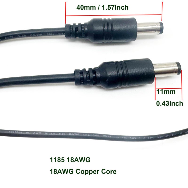 UpperFu 2pcs DC Power Plug 5.5mm x 2.5mm Male Plug to 5.5 x 2.1mm Male Adapter Connector Cable Cord 60cm 18AWG for LED Strip, Surveillance Camera,CCTV Security Camera,LED Display,IP Camera,DVR,Router - Image 4