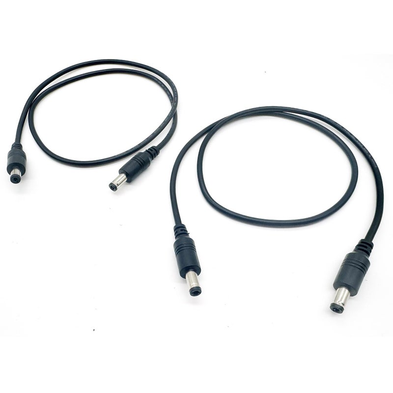 UpperFu 2pcs DC Power Plug 5.5mm x 2.5mm Male Plug to 5.5 x 2.1mm Male Adapter Connector Cable Cord 60cm 18AWG for LED Strip, Surveillance Camera,CCTV Security Camera,LED Display,IP Camera,DVR,Router - Image 1