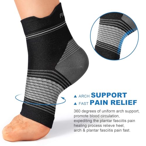 PAPLUS Plantar Fasciitis Sock (6 Pairs) for Men and Women, Compression Foot Sleeves with Arch and Ankle Support (Black, Nude, Navy, Medium) - Image 2