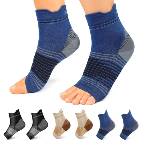PAPLUS Plantar Fasciitis Sock (6 Pairs) for Men and Women, Compression Foot Sleeves with Arch and Ankle Support (Black, Nude, Navy, Medium) - Image 1