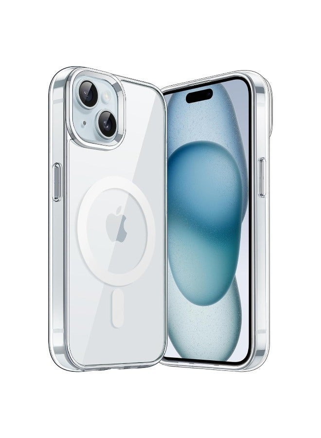 جراب مغناطيسي لموبايل (ايفون 15) 6.1 بوصة (iPhone 15) متوافق مع الشحن اللاسلكي ماج سيف، غطاء ممتص للصدمات مضاد للخدش (شفاف)، بولي يوريثين حراري - بي سي - Image 1