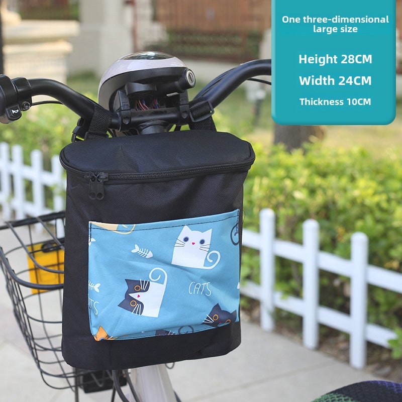Generic Bike Handlebar Storage Bag Large Capacity Blue Cat 