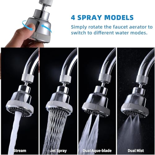 ALTON, ALD845, ABS, 4-Function, Tap Extender for Kitchen Sink | 360 Degree Rotation | Kitchen Faucet Sprayer | Fits F22, M24 mm taps and Pull-Down Sprayer - Image 2