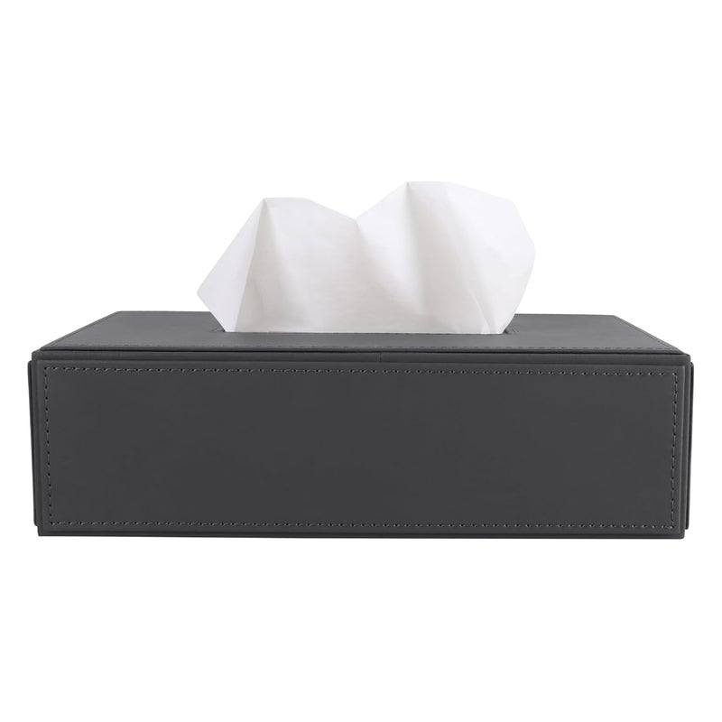 V-CUBE DESIGNS Premium Vegan Leather Tissue Box Holder | Paper Napkin Holder | Sturdy Tissue Case/Cover/Dispenser/Organizer for Home/Bathroom/Office/Table/Desk/Car | Grey - Image 2