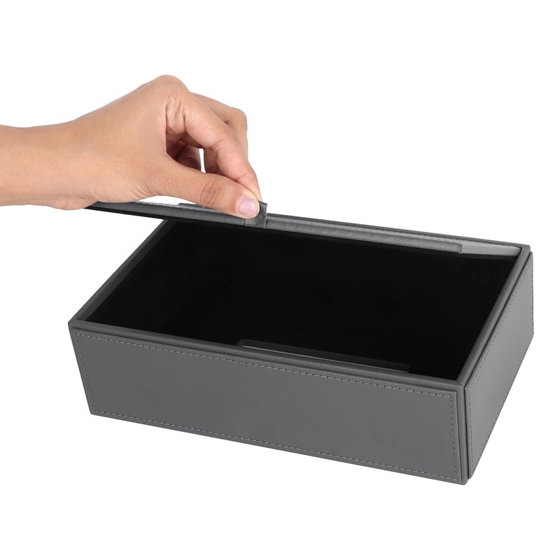 V-CUBE DESIGNS Premium Vegan Leather Tissue Box Holder | Paper Napkin Holder | Sturdy Tissue Case/Cover/Dispenser/Organizer for Home/Bathroom/Office/Table/Desk/Car | Grey - Image 4