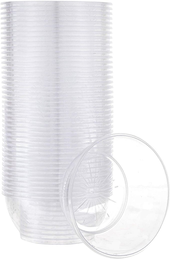 60PCS MINI DESSERT BOWLS 180ML PLASTIC ROUND DESSERT CUPS CLEAR PARFAIT APPETIZER CUP REUSABLE SERVING BOWL FOR DESSERT PUDDING MOUSSE PARTY 9 X 4CM