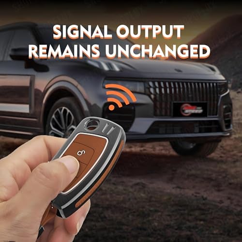 SHOPOFLUX Metal Key Cover Compatible for Ford Old Ecosport | Fiesta | Figo 3 Button Flip Key (Brown Silicone) - Image 3