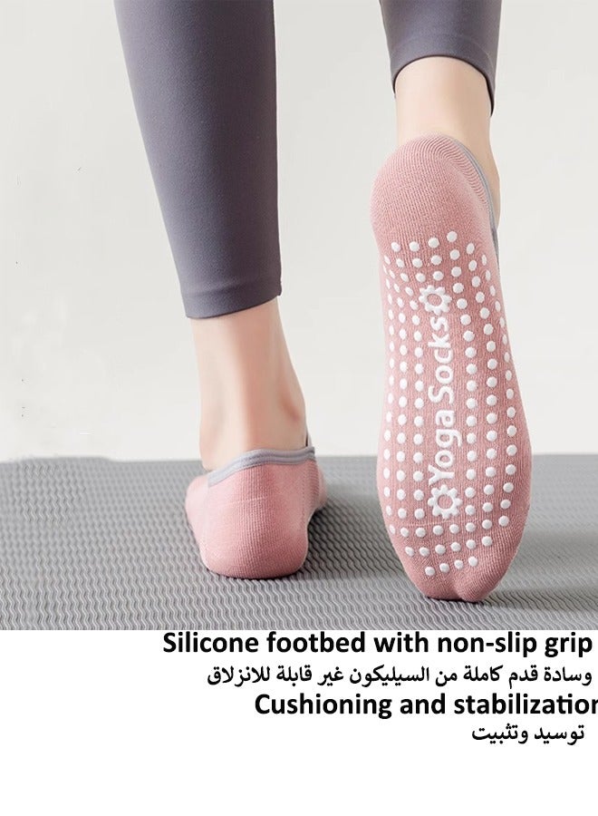 Generic 4 Pairs Yoga Pilates Socks with Grips for Women, Non-slip Yoga Athletic Socks for Barre Ballet Barefoot Workout Dance Home Training - Image 2