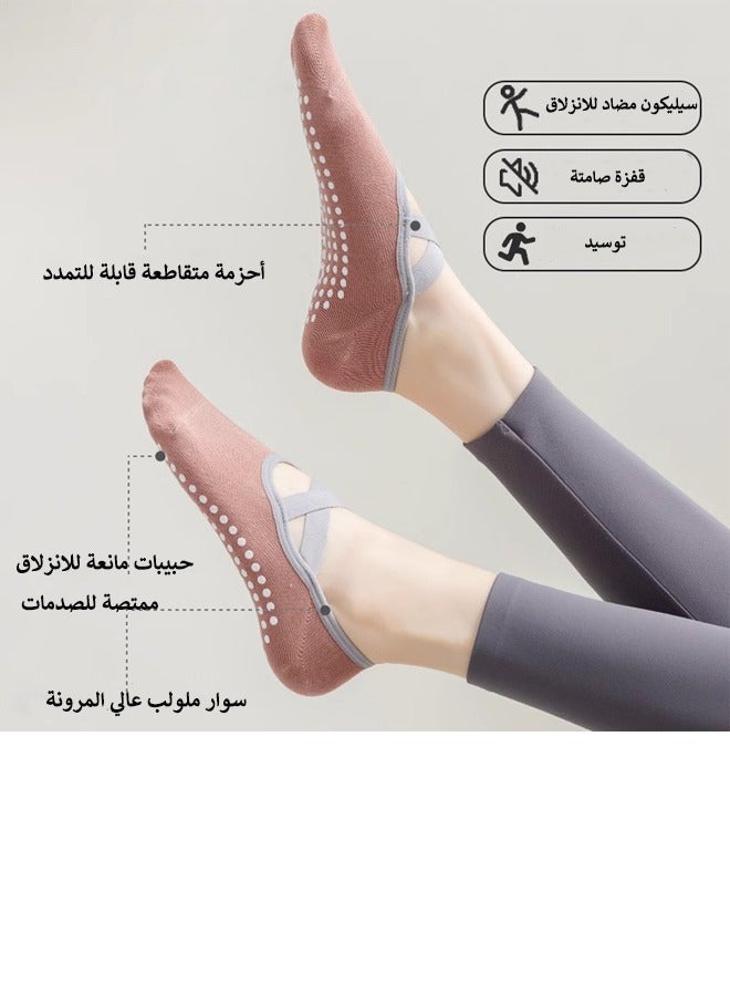 Generic 4 Pairs Yoga Pilates Socks with Grips for Women, Non-slip Yoga Athletic Socks for Barre Ballet Barefoot Workout Dance Home Training - Image 3