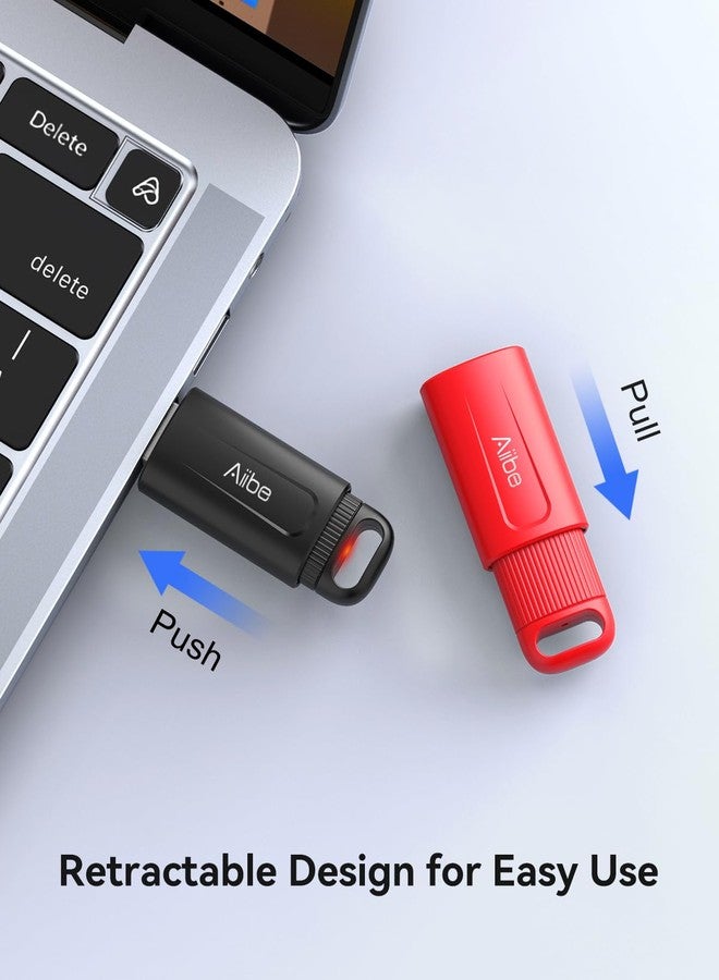 Aiibe 128GB USB Flash Drive 2 Pack 128GB Flash Drives Thumb Drive USB 2.0 Memory Stick Zip Drive Jump Drive 128GB USB Drive with Keychain (128GB, Black and Red) - Image 2