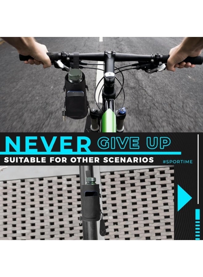 MJZ Magnetic Water Bottle Holder Gym Water Bottle Carrier Bag Sling Bag with Phone Pocket Water Bottle Pouch Sleeve with Silicone Towel Buckle and Sling for Men Women Gym Accessories Organizer Crossbody Fitness Gym Pouch - Image 4