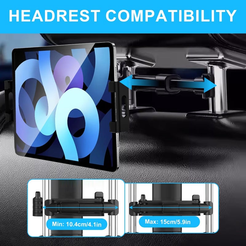 Azushwer Car Tablet Holder - 360° Rotating Back Seat Mount for iPad, Samsung, Switch, Kindle, and Cellphones - Image 3