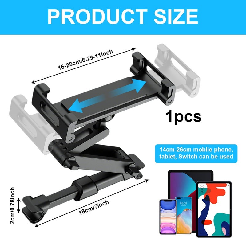 Azushwer Car Tablet Holder - 360° Rotating Back Seat Mount for iPad, Samsung, Switch, Kindle, and Cellphones - Image 2