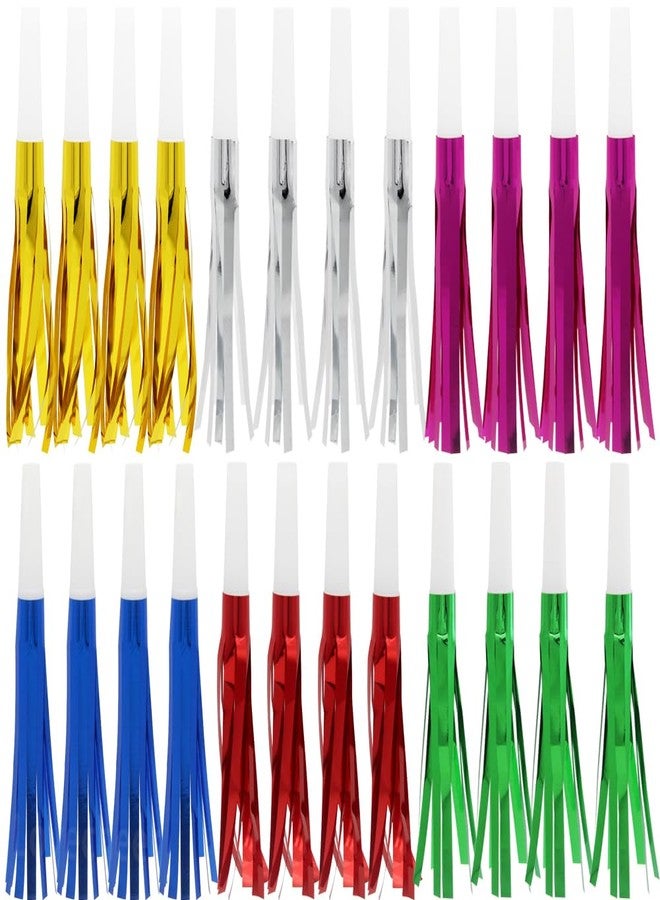 Lovecheer 24PCS Party Blowers Noisemakers Horn and Ribbons Show Team Spirits for Wedding Birthday New Year Hockey Basketball Sport Party Dance Multicolor - Image 1