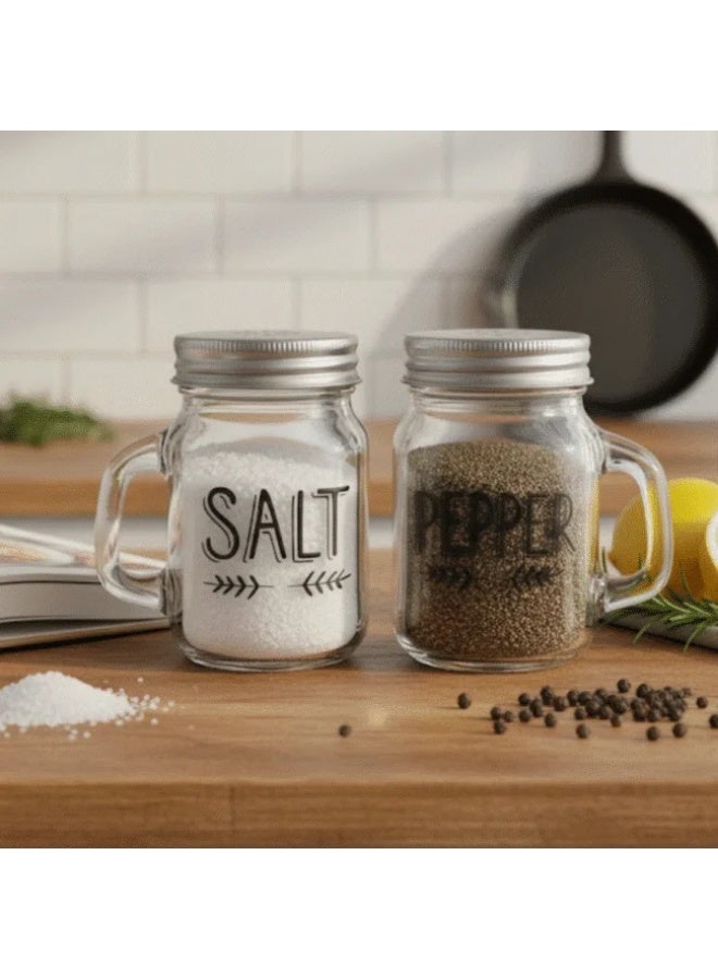 Danny Home Salt & Pepper Shaker Set – Mason Jar Design 120ml (2 Pieces) - Image 3