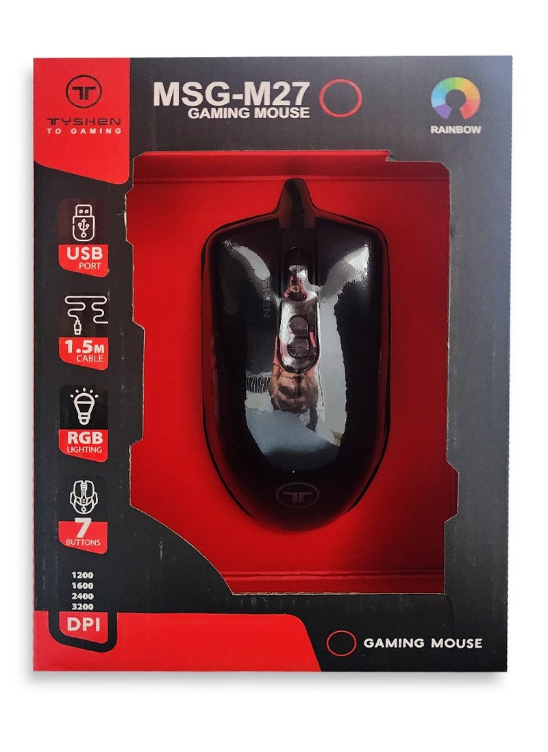 Tyshen Gaming Mouse - Rgb Lights With 7 Buttons 3200DPI , MSG-M27