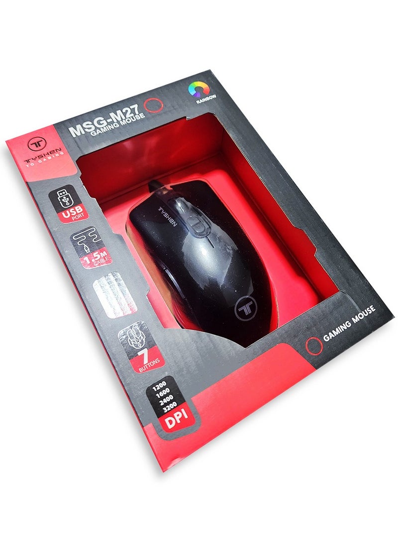 Tyshen Gaming Mouse - Rgb Lights With 7 Buttons 3200DPI , MSG-M27