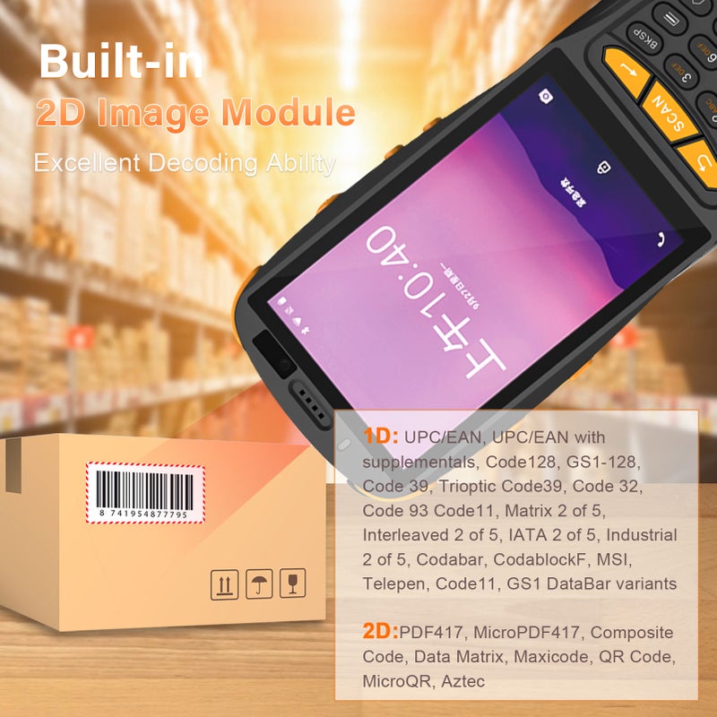 Android 9.0 Barcode Scanner PDA Handheld POS Terminal Inventory Machine 1D/2D/QR Scanner with 4 Inch Touchscreen Support 2/3/3G WiFi BT Mobile Computer NFC Function for Warehouse Inventory Logistics - Image 5