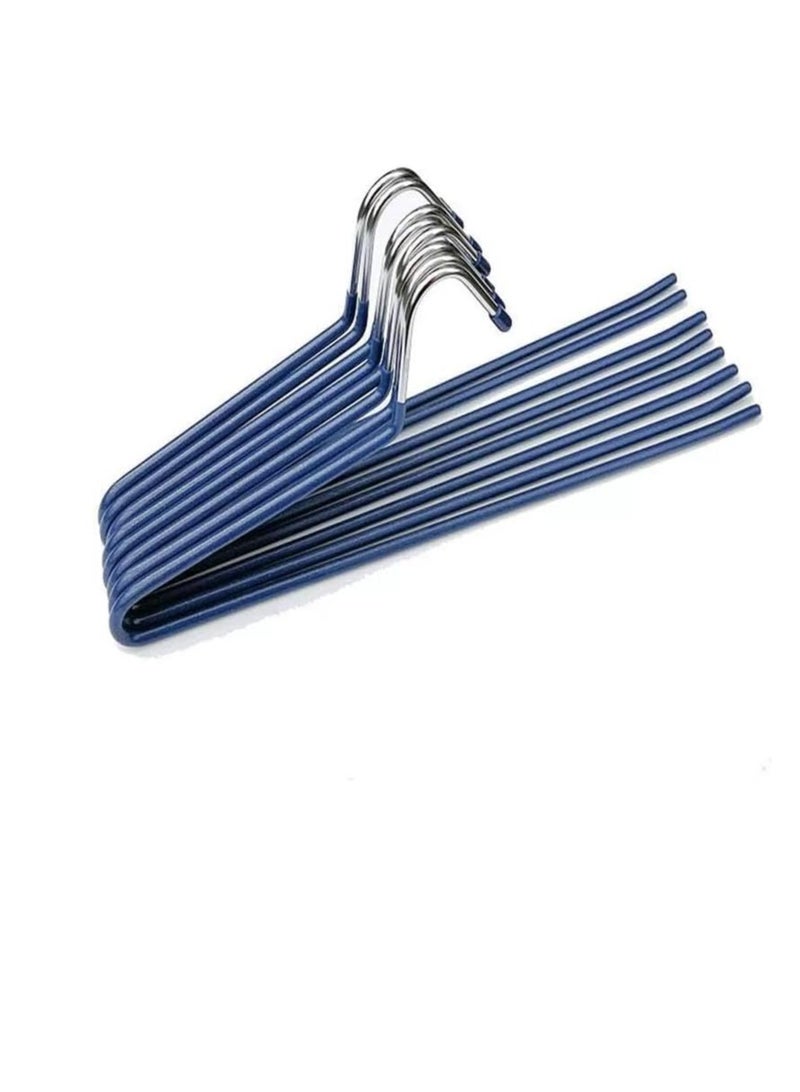 3 Piece Metal Hanger Set for Pants and Clothes: Z Design with Silicone Coating for Protection and Durability S (Blue) - Image 1