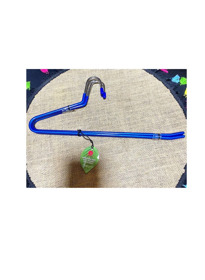 3 Piece Metal Hanger Set for Pants and Clothes: Z Design with Silicone Coating for Protection and Durability S (Blue) - Image 2