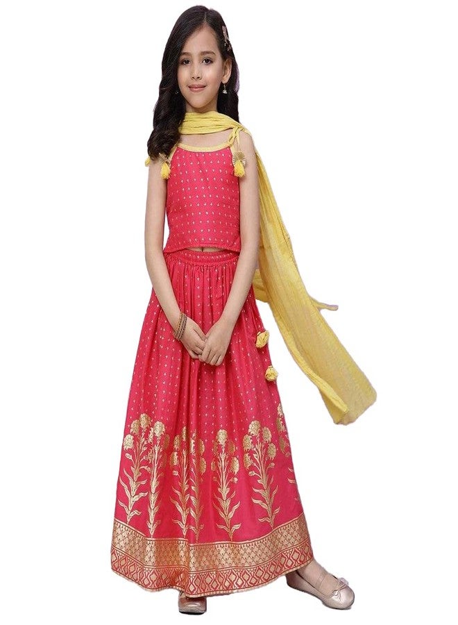 BIBA Girls Cotton Lehenga Set Readymade Pink 6 Years-7 Years - Image 5