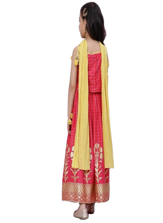 BIBA Girls Cotton Lehenga Set Readymade Pink 6 Years-7 Years - Image 2