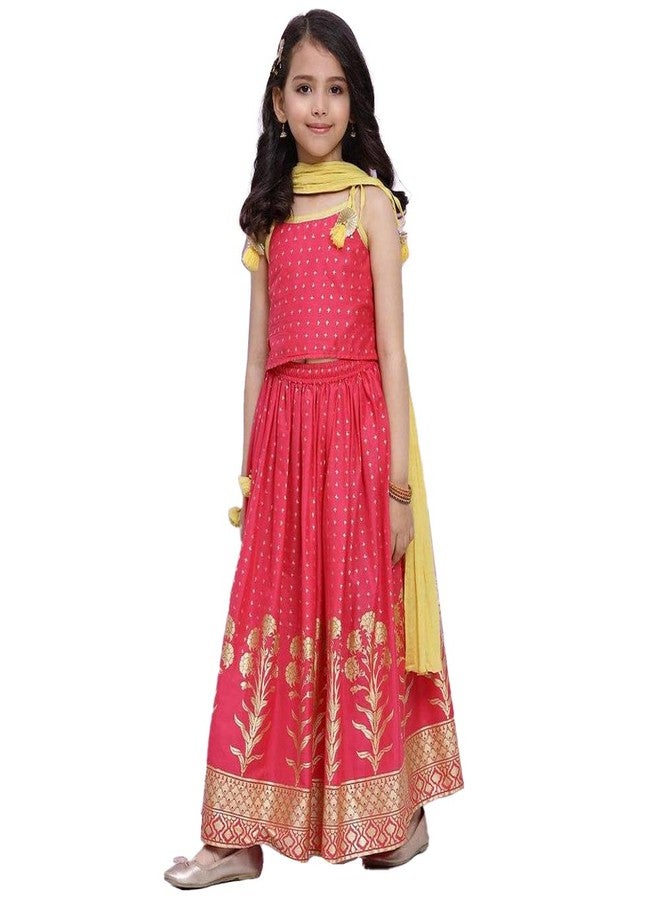 BIBA Girls Cotton Lehenga Set Readymade Pink 6 Years-7 Years - Image 3