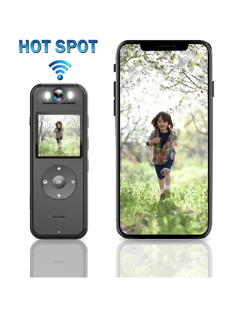 128GB Body Camera 4K 30FPS UHD Recording,1.4 in Screen Recorder Night Vision Lighting 6HR Battery Life Wearable Camcorder for Outdoor Riding,Home,Sports,Pet Records,Security,Travel Records