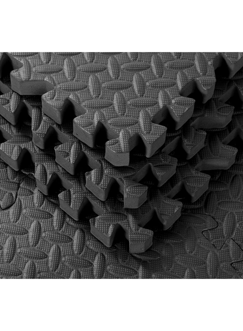 كيل › مجموعة من 12 قطعة من حصائر اللعب المصنوعة من رغوة EVA، بنقشة أوراق سوداء مقاس 30×30×1.2 سم – بلاطات أرضية متشابكة ناعمة ومضادة للانزلاق للأطفال ومنطقة لعب الأطفال ولأمان المنزل. - Image 3