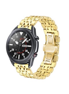 DEALELE Band Compatible with Samsung Gear S3 / Galaxy Watch 46mm / Galaxy Watch 3 45mm, 22mm 7-Rows Stainless Steel Metal Replacement Strap for Huawei Watch 3 / 3 Pro / GT3 46mm (Gold)  - Image 1