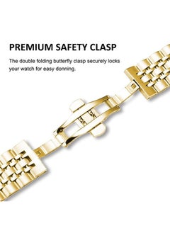 DEALELE Band Compatible with Samsung Gear S3 / Galaxy Watch 46mm / Galaxy Watch 3 45mm, 22mm 7-Rows Stainless Steel Metal Replacement Strap for Huawei Watch 3 / 3 Pro / GT3 46mm (Gold)  - Image 5