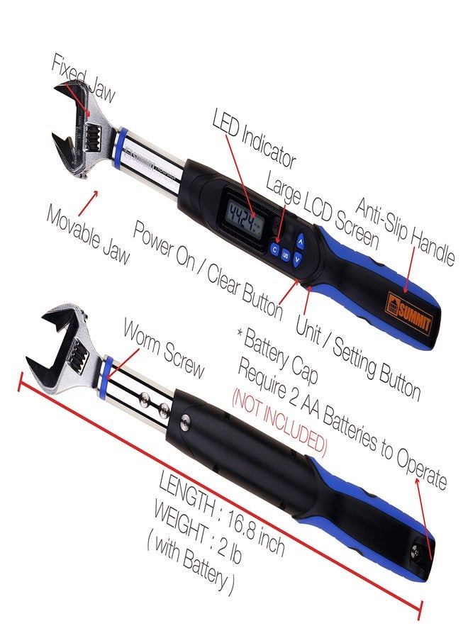 Summit Tools Digital Torque Wrench, Stainless Steel, 2.21 - 44.24 ft-lbs - Image 2