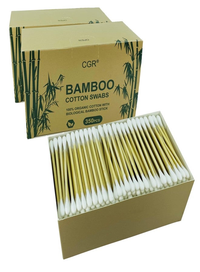 CGR 1050pcs CGR Organic cotton Swabs, 100% Cotton Double-Tipped, Bamboo Sticks(compostable), Travel Pack(3 Pack of 350 Swabs Total) - Image 1