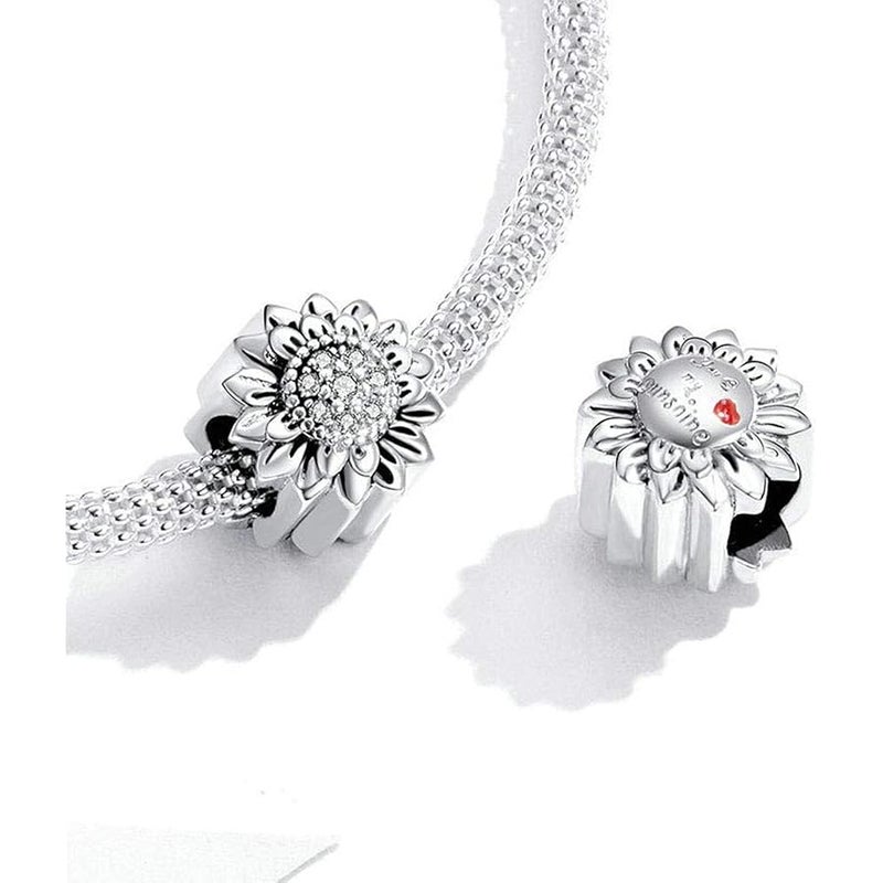 LAMOONY Sunflower Charm 925 Sterling Silver Sun Charm Flower Charm Love Gift Charm for Pandora Charm Bracelet (Sunflower A) - Image 3