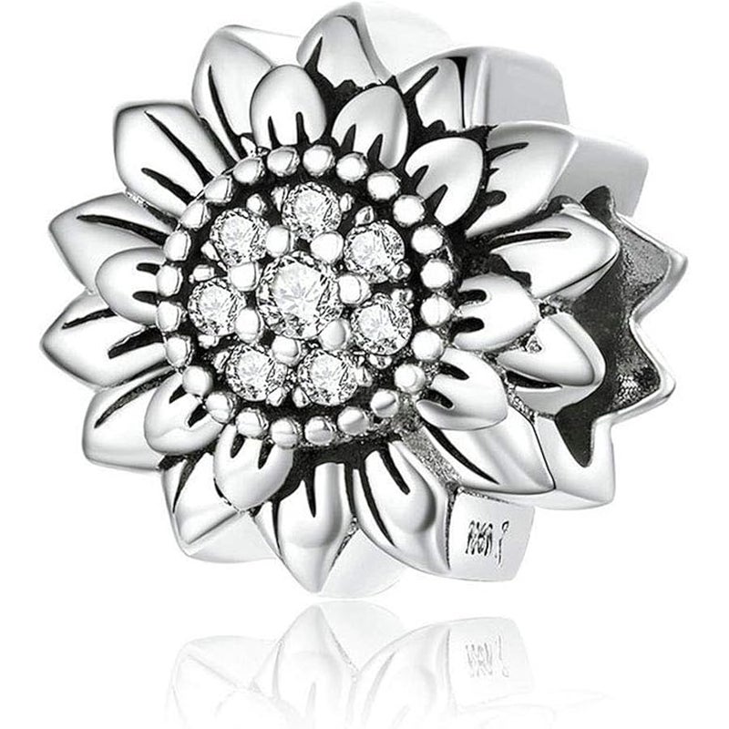 LAMOONY Sunflower Charm 925 Sterling Silver Sun Charm Flower Charm Love Gift Charm for Pandora Charm Bracelet (Sunflower A) - Image 1