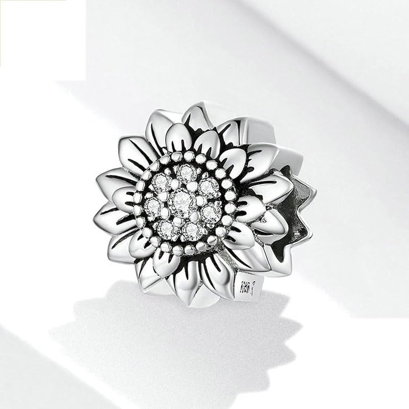 LAMOONY Sunflower Charm 925 Sterling Silver Sun Charm Flower Charm Love Gift Charm for Pandora Charm Bracelet (Sunflower A) - Image 4
