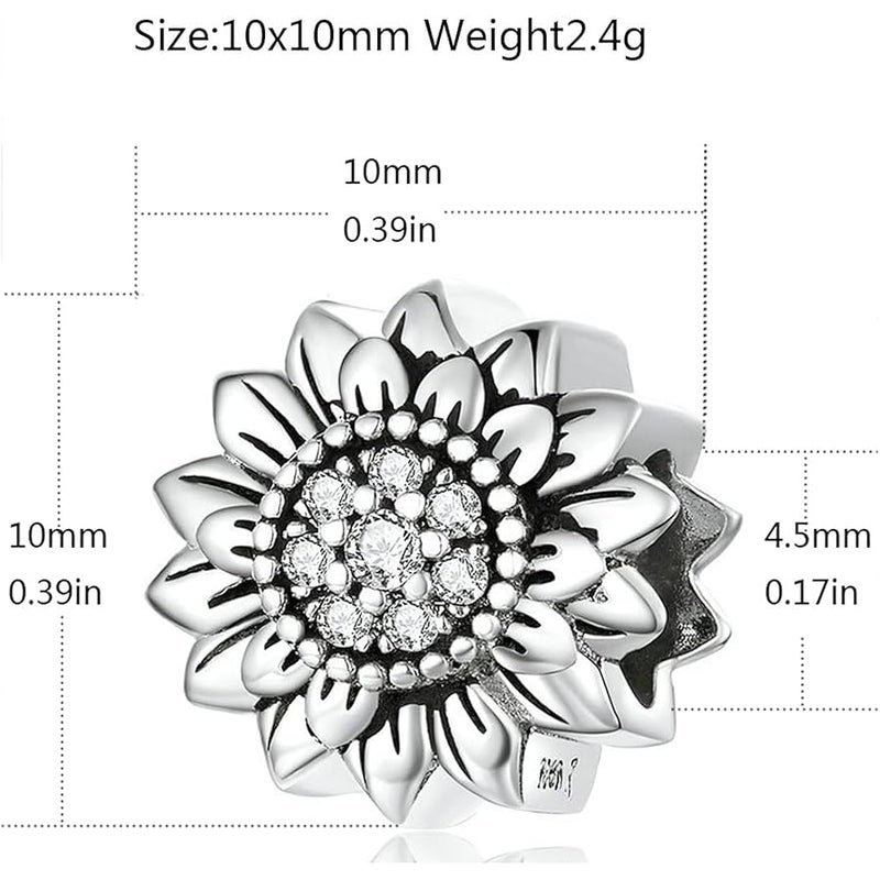 LAMOONY Sunflower Charm 925 Sterling Silver Sun Charm Flower Charm Love Gift Charm for Pandora Charm Bracelet (Sunflower A) - Image 2