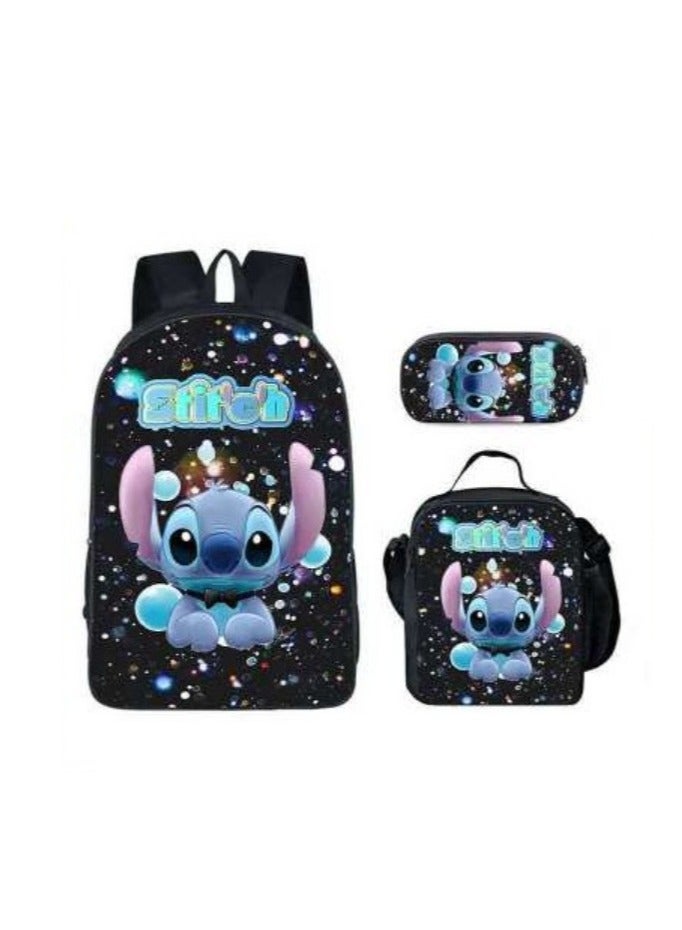 Children's leisure load reducing large capacity printed backpack for elementary school students, 3-piece set - Image 1