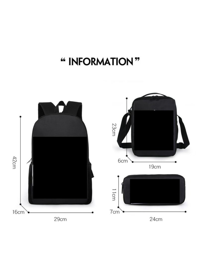 Children's leisure load reducing large capacity printed backpack for elementary school students, 3-piece set - Image 2