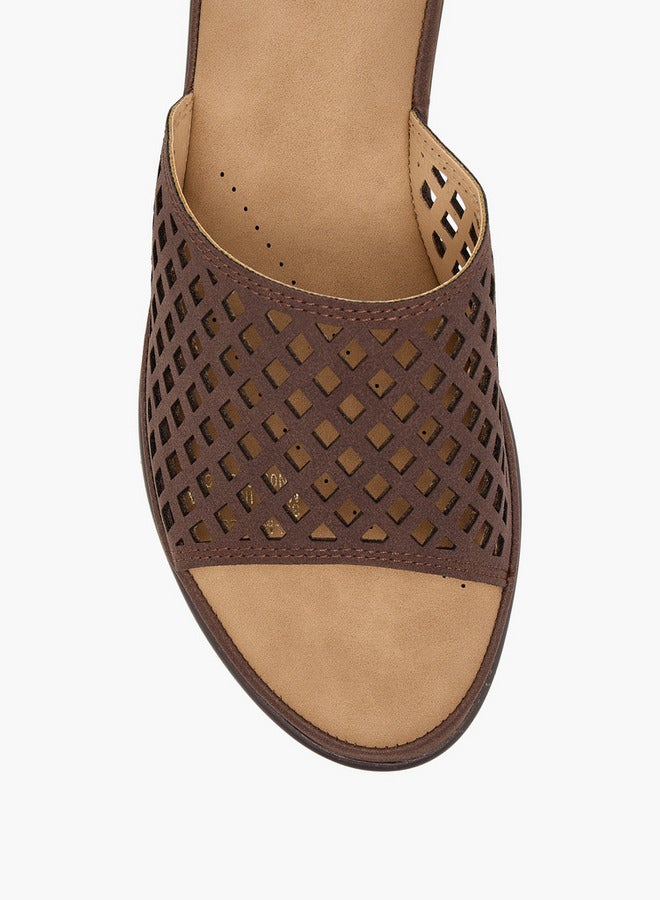 Flora Bella By Shoexpress Cutout Detail Slip-On Sandals with Wedge Heels  - Image 4