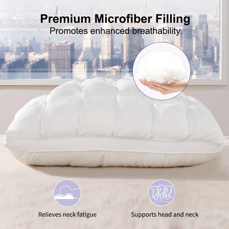 YOUR MOON Soft Pillows Queen Size for Sleeping, Support Bed Pillows, Fluffy Down Alternative Pillow, Luxury Hotel Gel Pillows for Side Sleeping (White) - Image 2