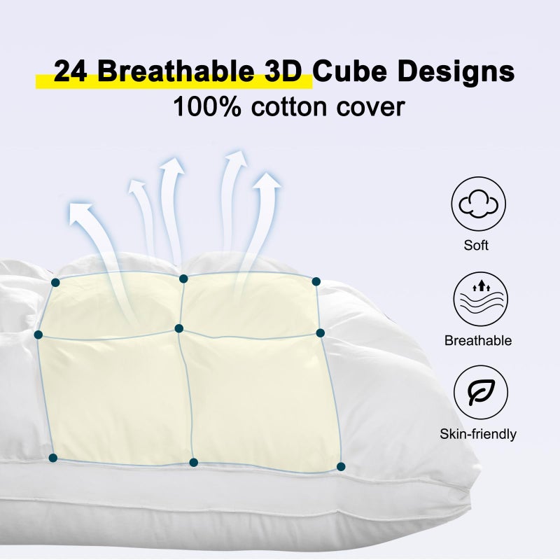 YOUR MOON Soft Pillows Queen Size for Sleeping, Support Bed Pillows, Fluffy Down Alternative Pillow, Luxury Hotel Gel Pillows for Side Sleeping (White) - Image 3