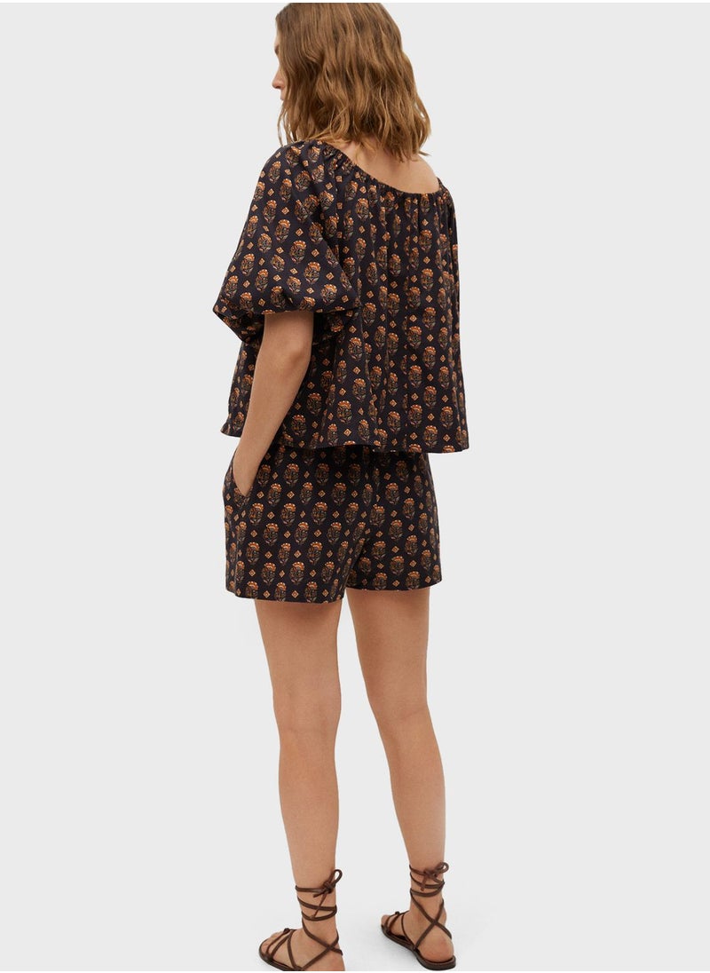 MANGO - Balloon Sleeves Off Shoulder Top - Image 1